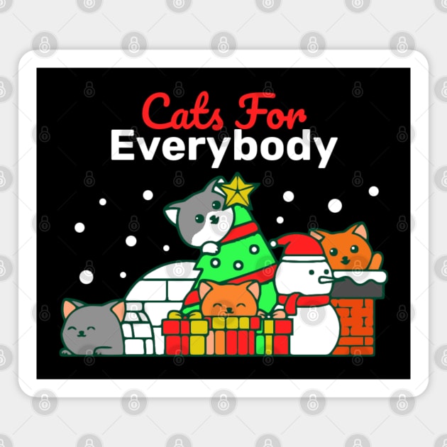 Cats for Everybody - Funny Santa and Cats Magnet by KanysDenti